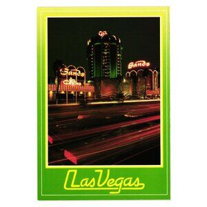 Sands Las Vegas Hotel Casino Night Lights Vintage Postcard Nevada Vacation Touri